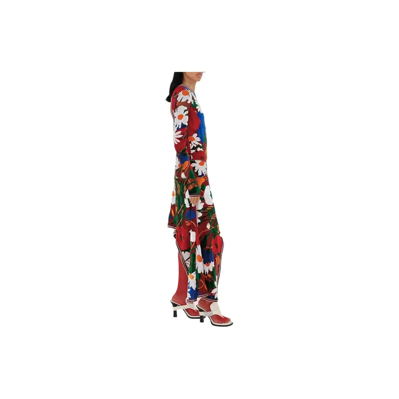 Burberry Daisy Garden-print Velvet Midi Dress-3