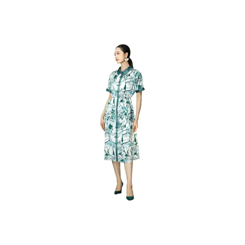 BBLLUUEE Short Sleeved Dress Women's Turquoise-1