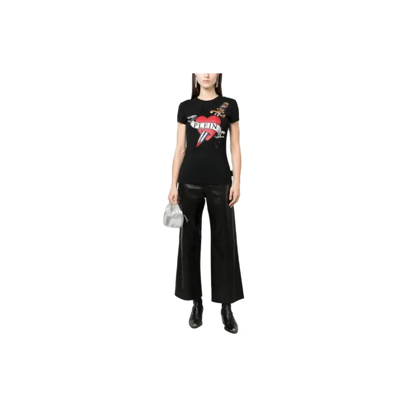 PHILIPP PLEIN Crystal embellished Logo T shirt-1