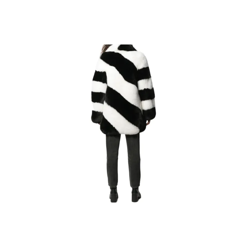 SAINT LAURENT Coats Women's Black White-2