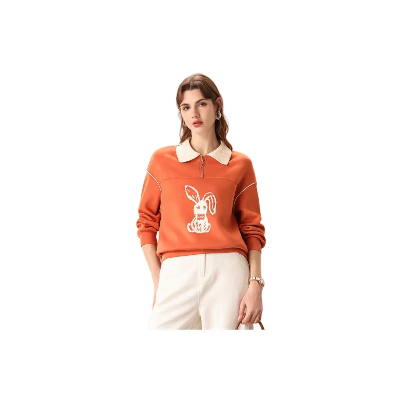 FENHONGMALI Sweatshirts Women's Orange-1