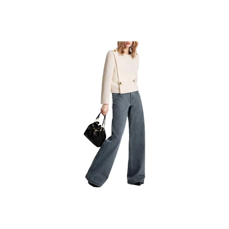 LOUIS VUITTON Washed Denim Wide Leg Jeans-1