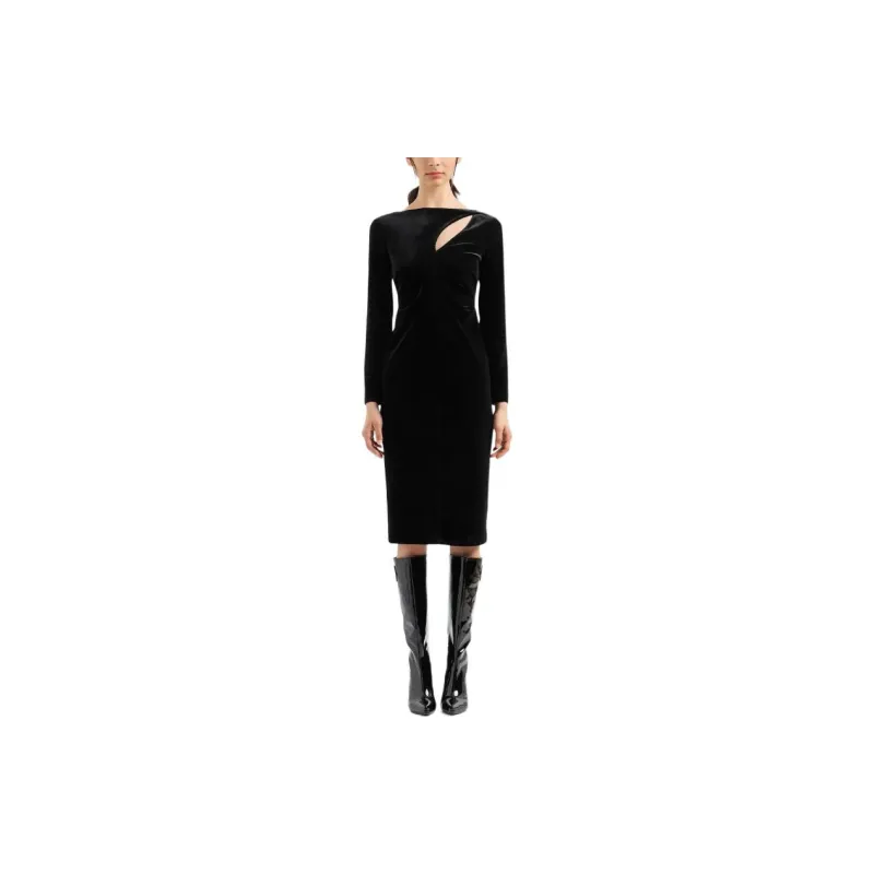 ARMANI EXCHANGE FW24 Long Sleeved Dress Women's Black-1