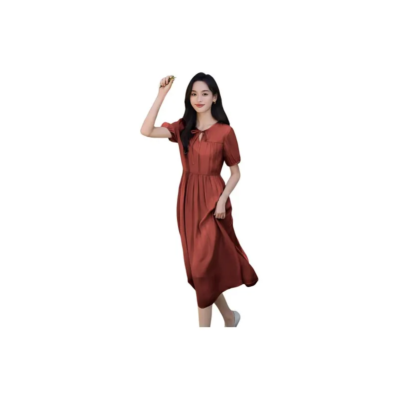 Mo Han Yi Mei Short Sleeved Dress Women's Red-1