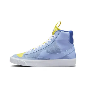 Nike Blazer Anti Slip Wear Resistant Mid Top Kids' Skateboarding Shoes Blue Yellow Pink Teenagers