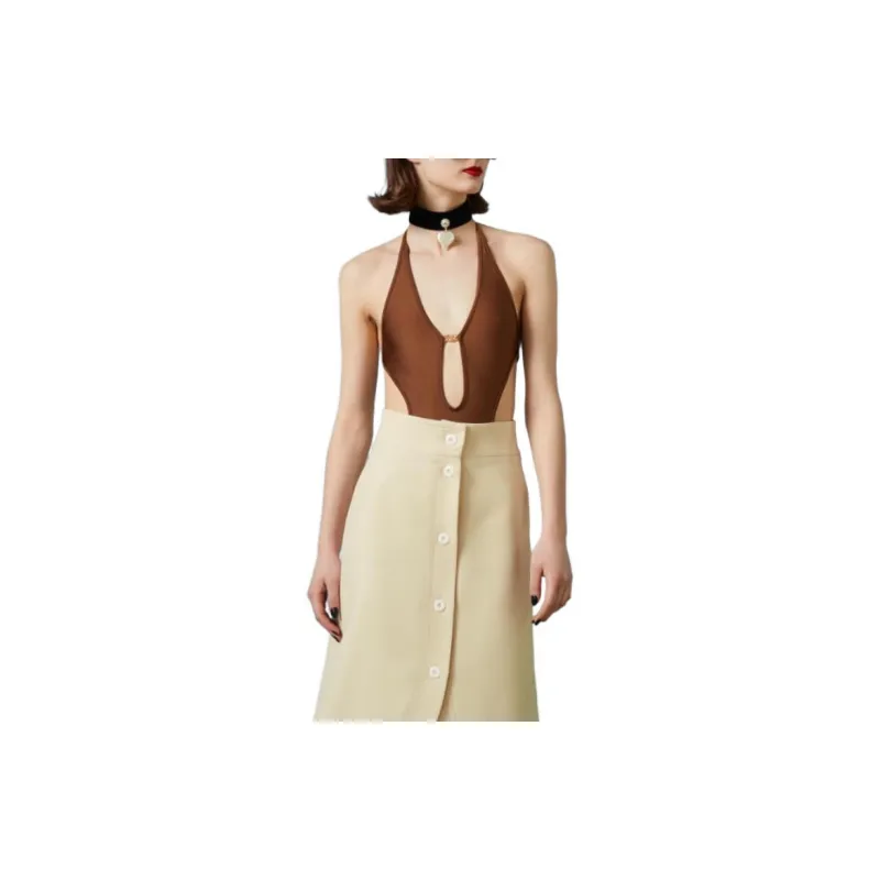 GUCCI One-piece Swimsuit Women's Brown-3