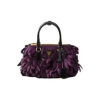 PRADA Galleria Killer Bag Fabric With Leather Shoulder Bag Crossbody Bag Handbag Mini Women's Plum Red & Black