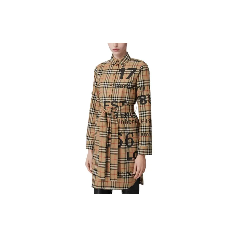 Burberry FW22 Long Sleeved Dresses Women's Beige-2
