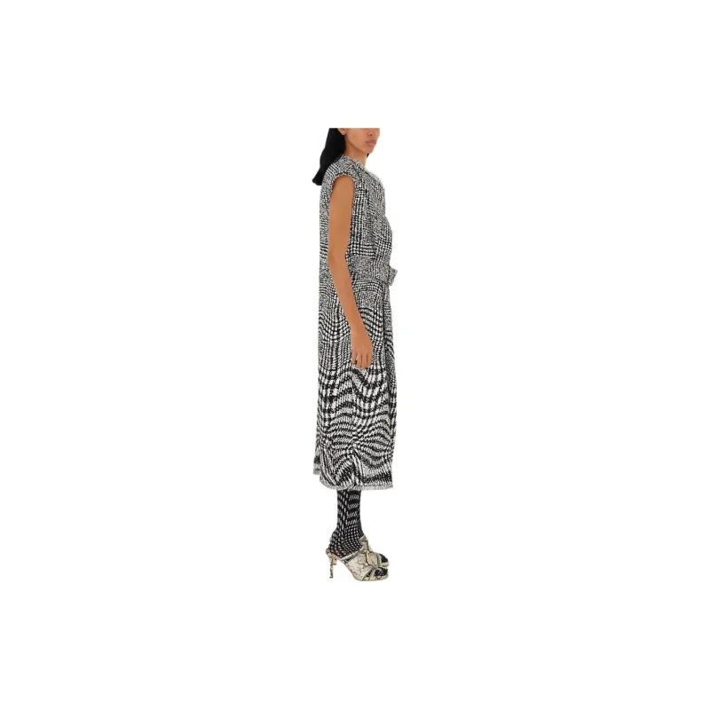 Burberry Sleeveless Dress Women's Black White-3