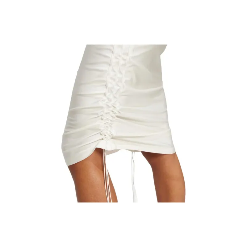 Adidas RUCHED 3-STRIPES CALI TEE DRESS Short-Sleeved Dresses Women's Cloud White-4