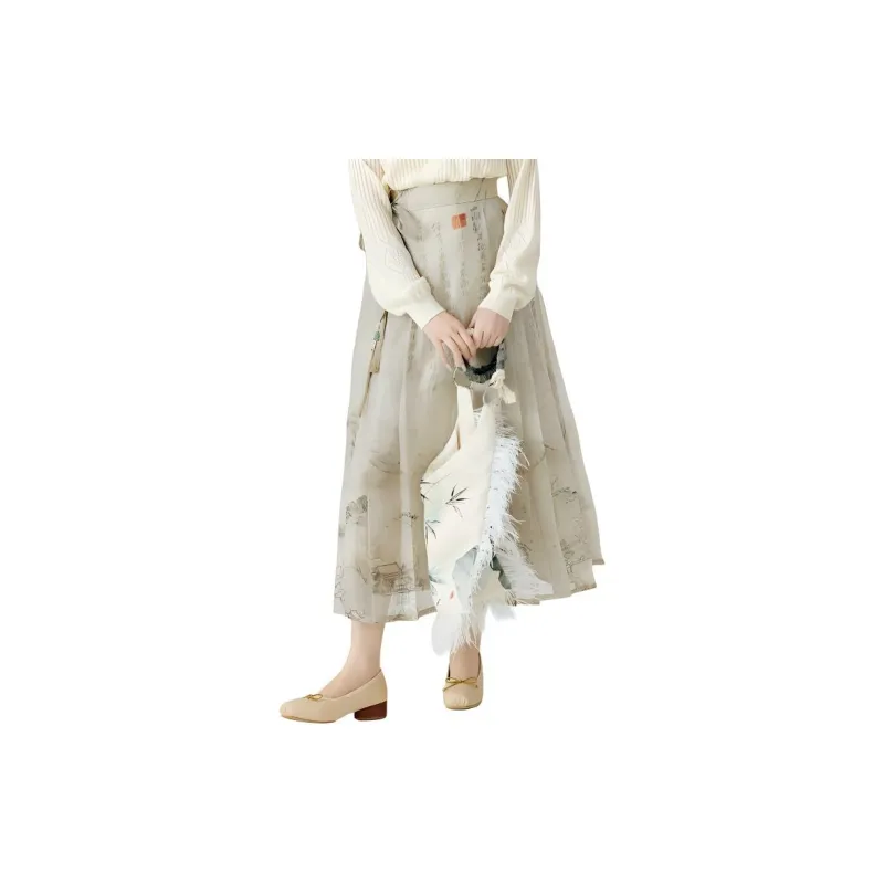 ZIHAN Casual Long Skirts Women's Misty Green-2