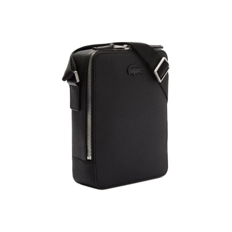 LACOSTE Leather Camera Bag, Shoulder Bag, Crossbody Bag Unisex Black-2