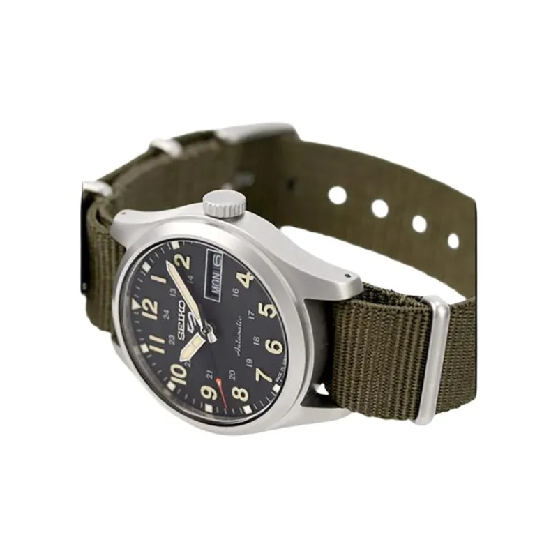 SEIKO Automatic Mechanical Movement Nylon Strap Watch Men's Watches Black Dial-2