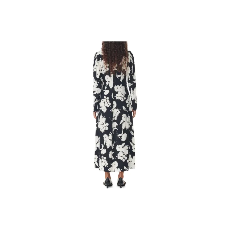 GANNI V Neck Floral Printed Midi Dress-3