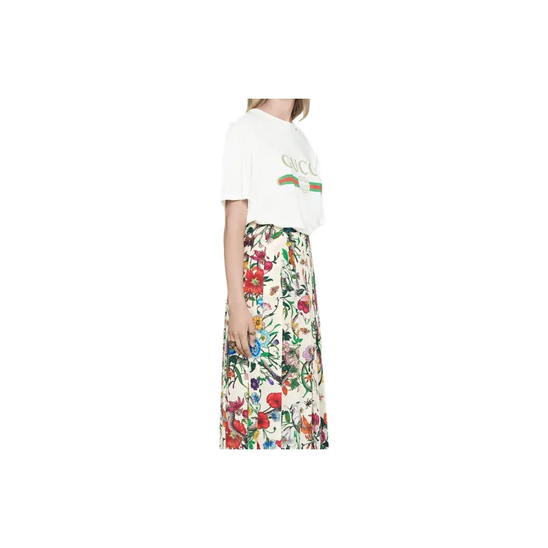 GUCCI Logo Washed Print T shirt White-4