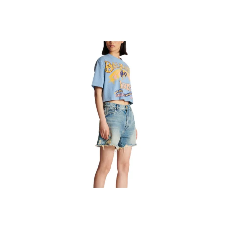 BALMAIN T Shirts Women's Blue-3