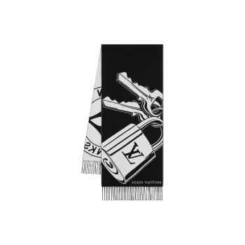 LOUIS VUITTON Sheep Wool Knit Scarves Women's Black