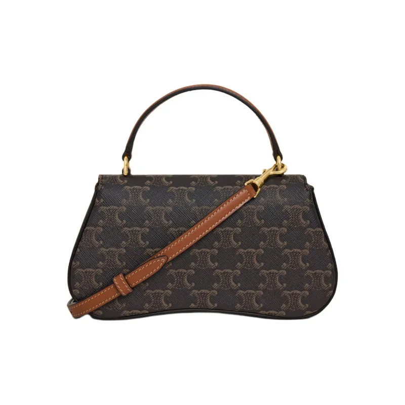 CELINE Logo Print Cow Leather Shoulder Bag, Crossbody Bag, Handbag Women's Tawny-2