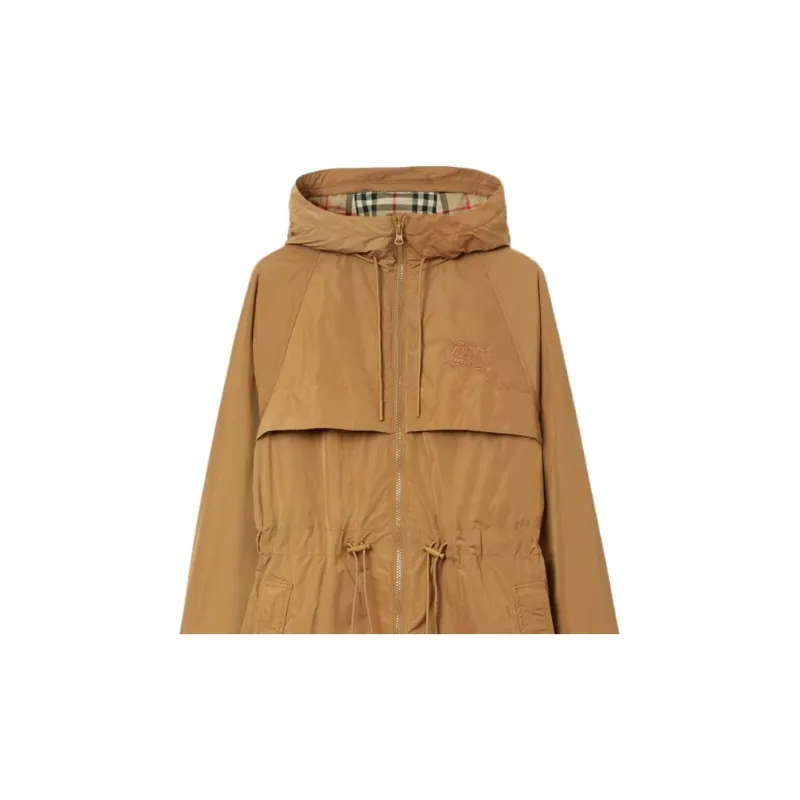 Burberry EKD Zip up Hooded Lightweight Parka In Camel-5