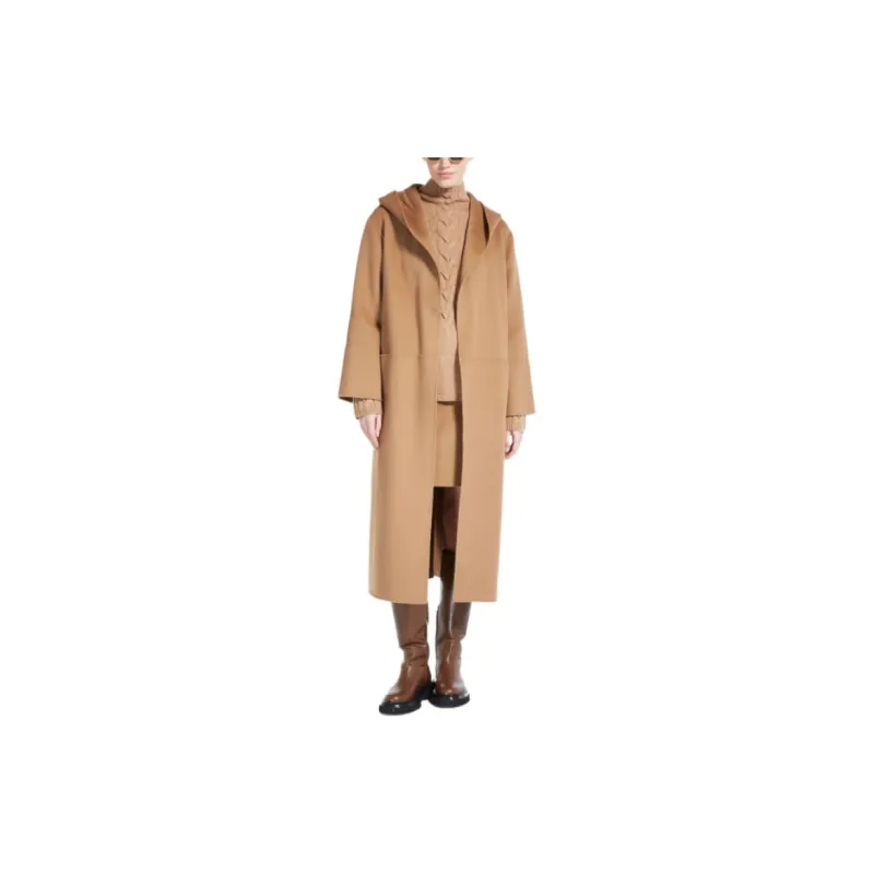 MaxMara Kristin Collection Cable-Knit Wool And Cashmere Polo-Neck Sweater Sweater Women's Brown-2