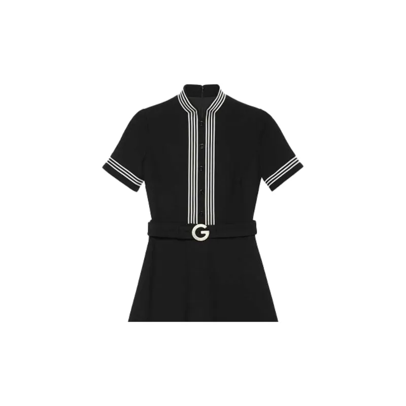 GUCCI Short Sleeved Dresses Women's Black-4