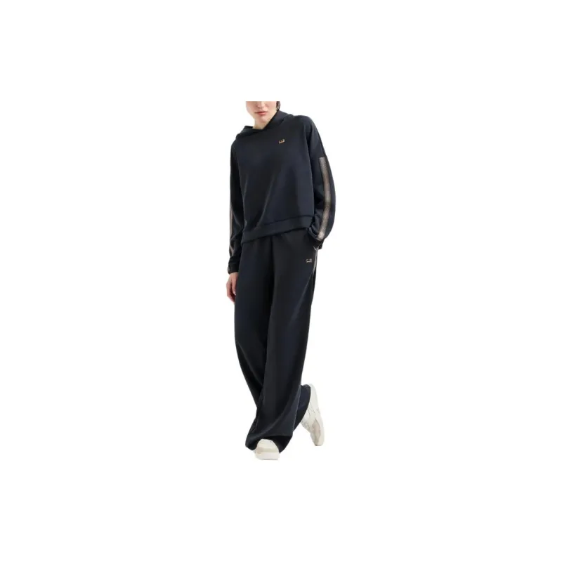 EMPORIO ARMANI EA7 SS24 Sweatshirt Set Women's Black-3