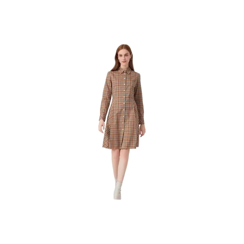 Hush Puppies Long Sleeved Dresses Women's Khaki-3