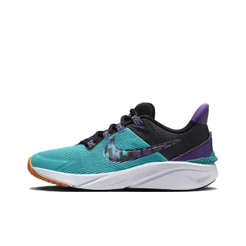 Nike Star Runner 4 SE Cushioning, Wear Resistant Low Top Running Shoes Green Purple Teenagers