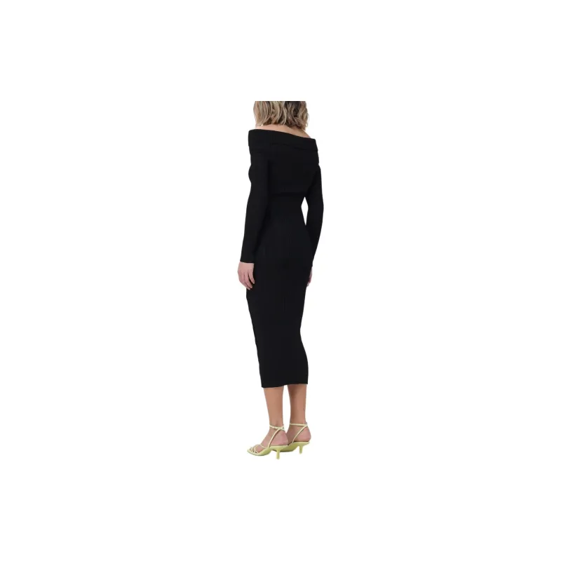 Self-portrait Off-shoulder Ribbed Midi Dress-2