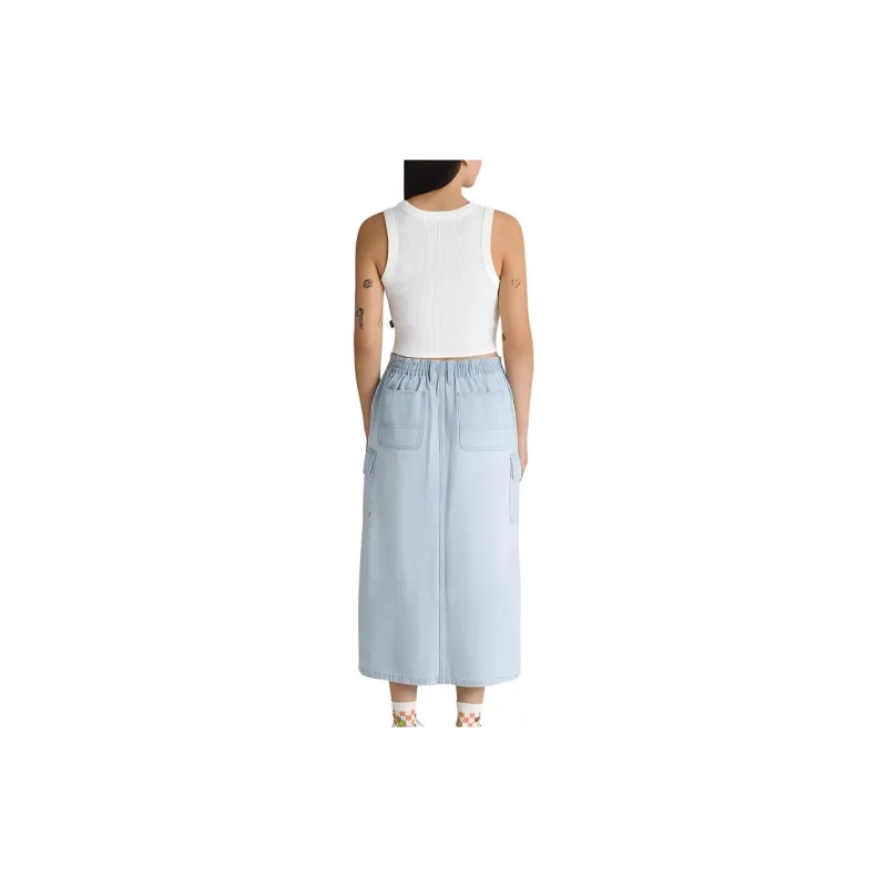 Vans Sidewalk Denim Long Skirts Women's Stone Creek Blue-2