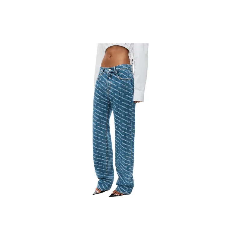 Alexander Wang Logo Print Sequined Mid rise Straight Leg Trousers-2