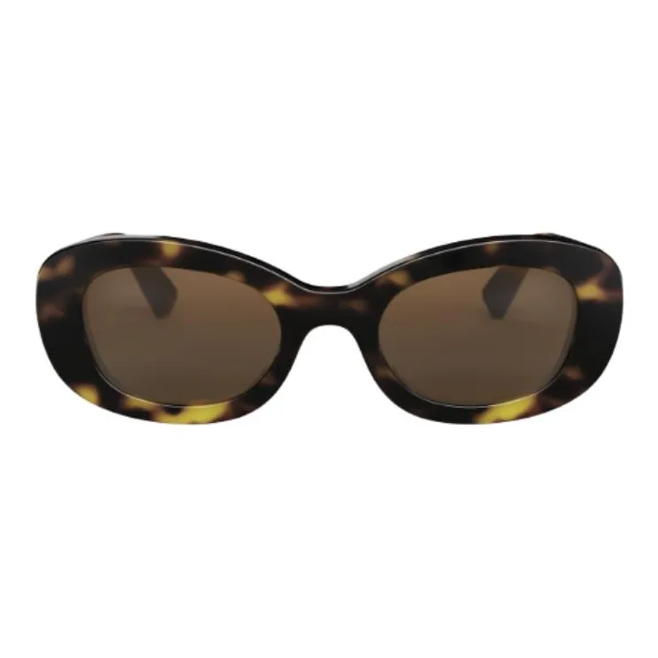 BVLGARI Plate Frame Acetate Oval Sunglasses Women's Tortoiseshell-1