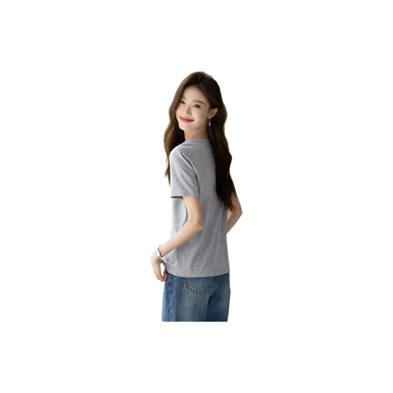 Mo Han Yi Mei T Shirt Women's Light Gray-1