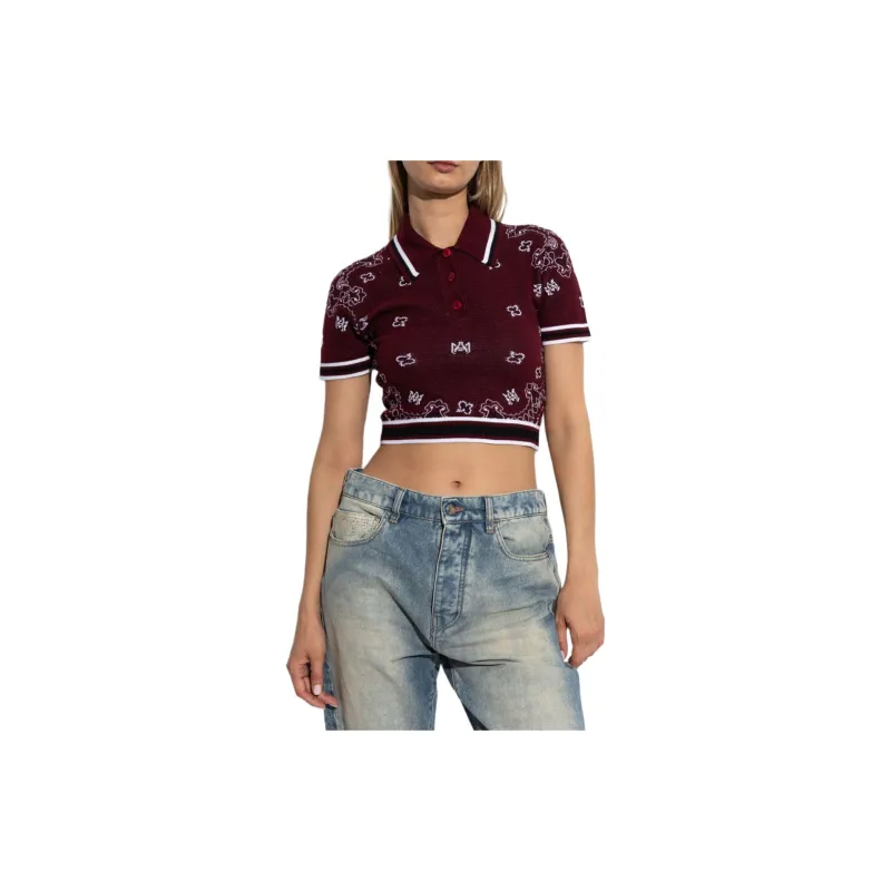 AMIRI Patterned Cropped Polo Shirt-1