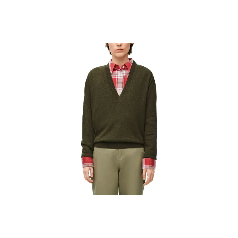 LOEWE SS24 Cashmere Sweater Women's Khaki Green-1