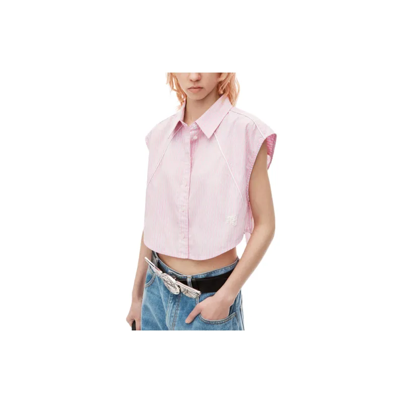Alexander Wang Pinstriped Cropped Shirt-4