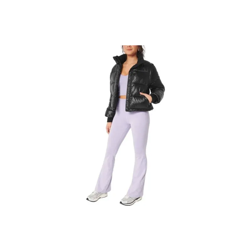 Hollister Puffer Jacket Women's Reflective Black-3