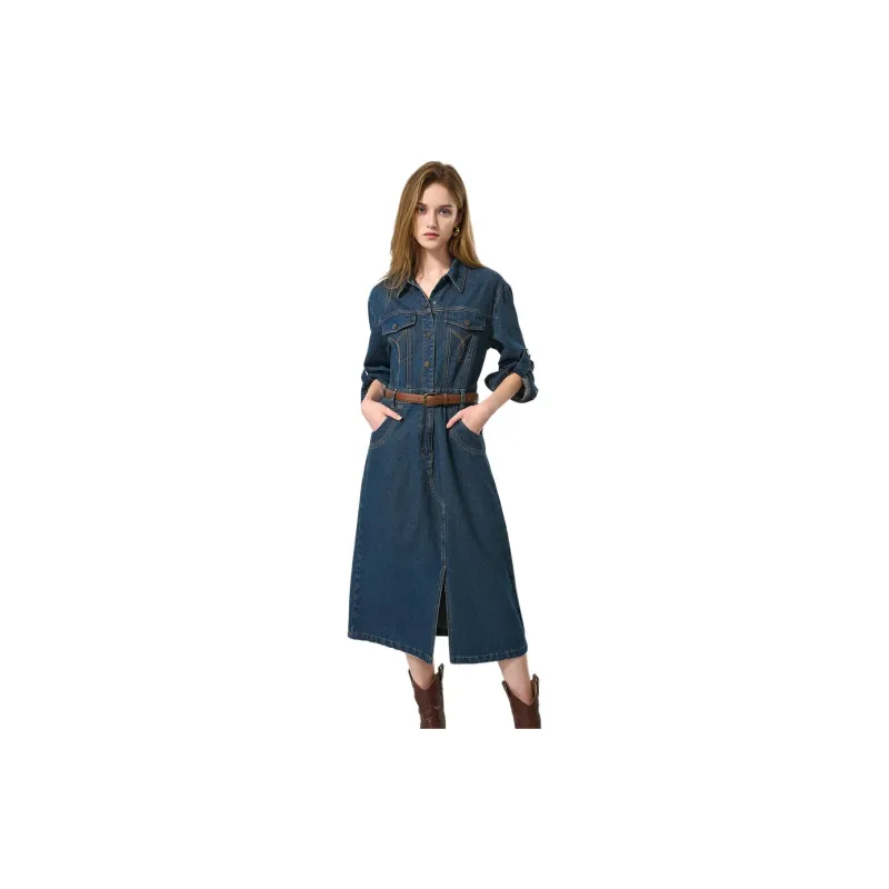 Bethine Long Sleeved Dress Women's Dark Denim Blue-3
