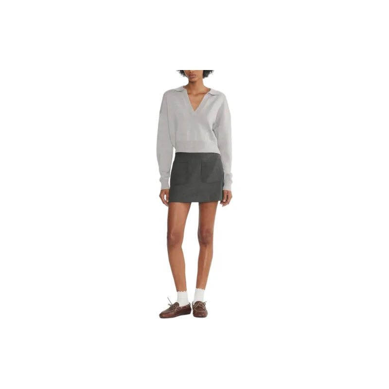 ARITZIA Wilfred Clara Merino Wool Waist Sweater Sweater Women's Heather Chrome Gray-3