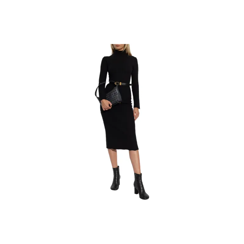 Bottega Veneta High Neck Knitted Midi Dress-1