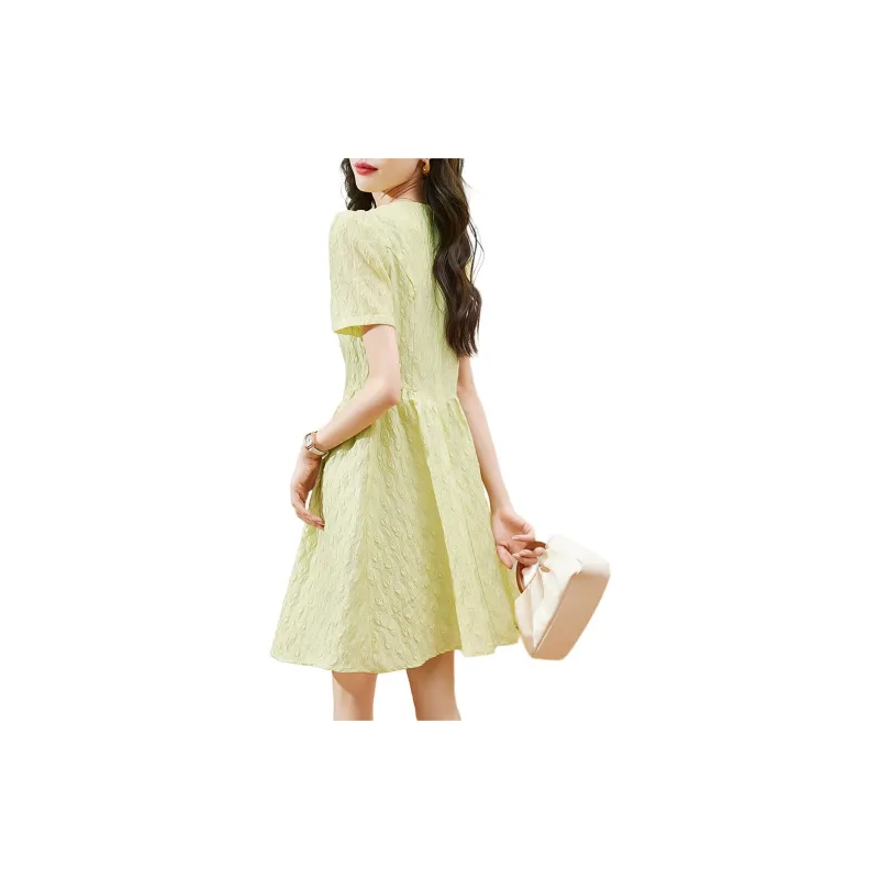 Mo Han Yi Mei Short Sleeved Dresses Women's Green-1