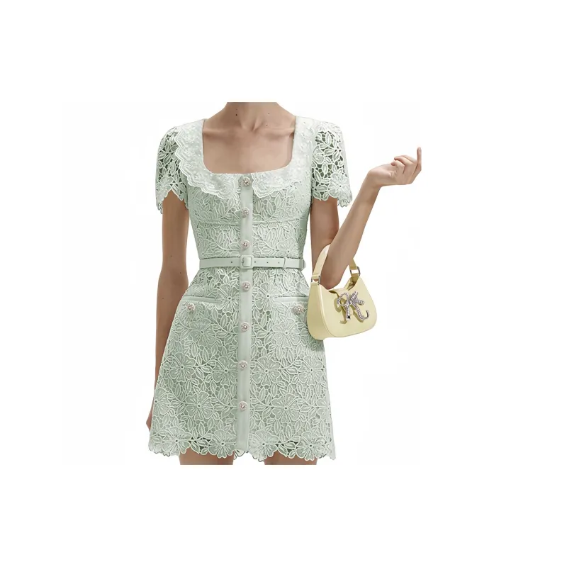 Self portrait Short Sleeved Dresses Women's Mint Green-2