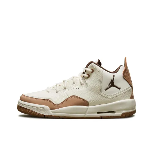 Jordan Courtside 23 Slip Resistant Cushioning Wear Resistant Mid Top Children's Basketball Shoes White Teenagers