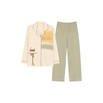 Montagut Pajama Set Autumn And Winter Season Women's 2 Pack Ecru