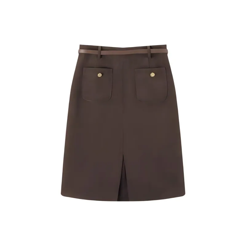 EICHITOO Casual Long Skirts Women's Dark Brown-1