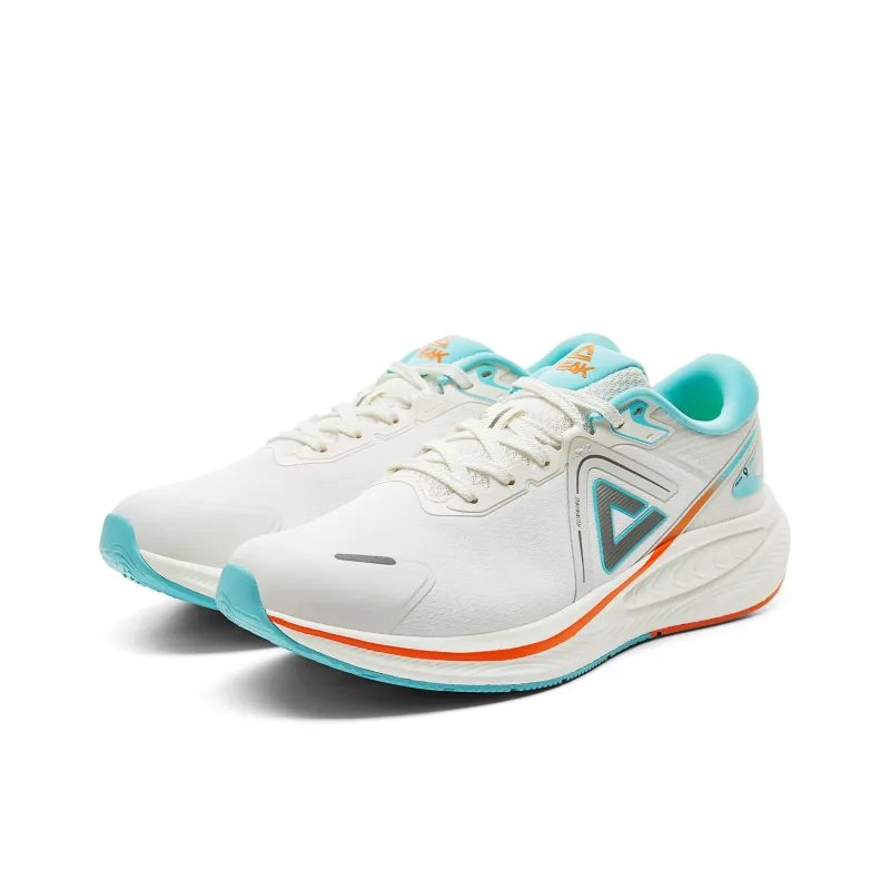 PEAK Cushioning Anti Slip Wear Resistant Support Balance Impact Resistant Rebound Low Top Running Shoes Men White Blue-2