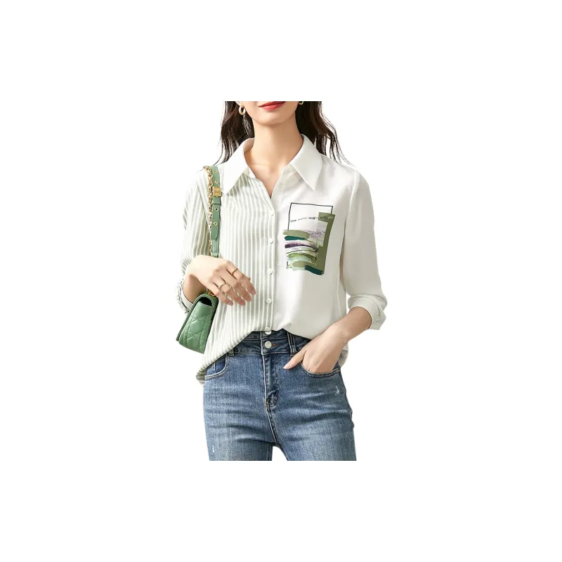 SENTUBILA Shirts Women's White With Stripes-3