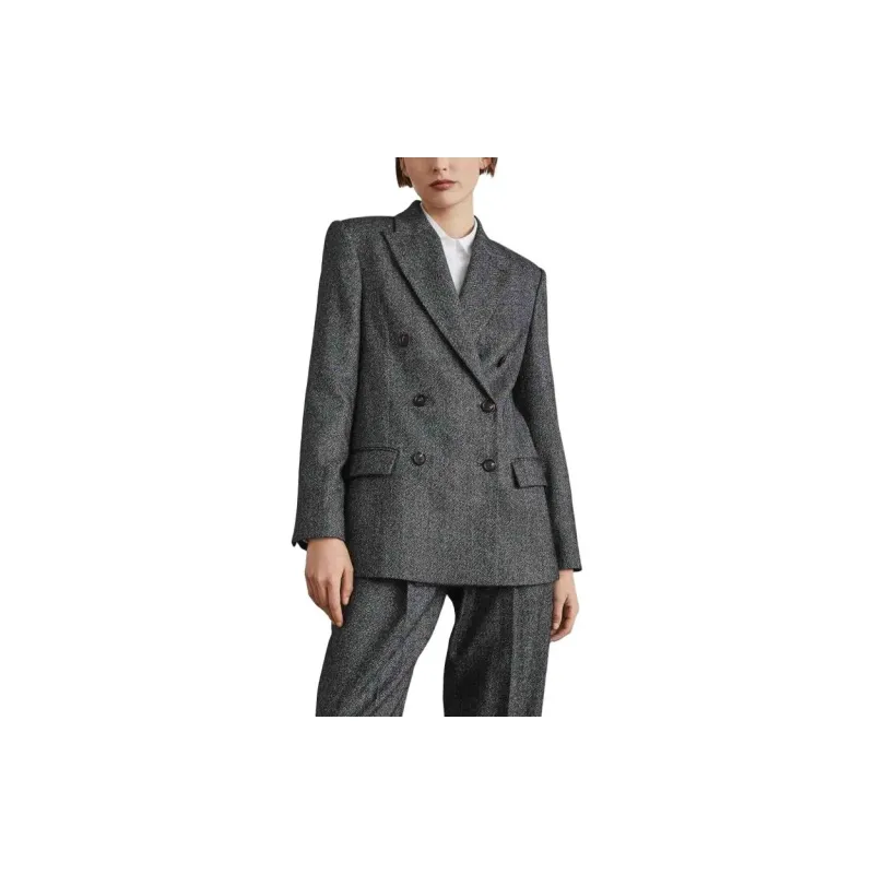 Brunello Cucinelli Herringbone Motif Double Breasted Blazer-2