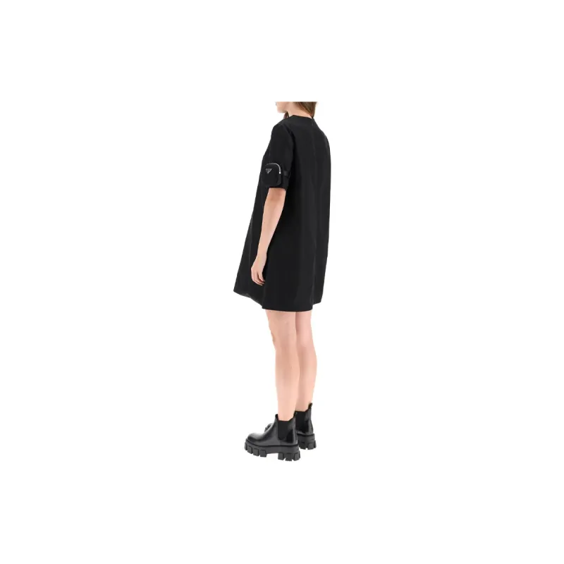 PRADA Short Sleeved Dress Women's Black-3