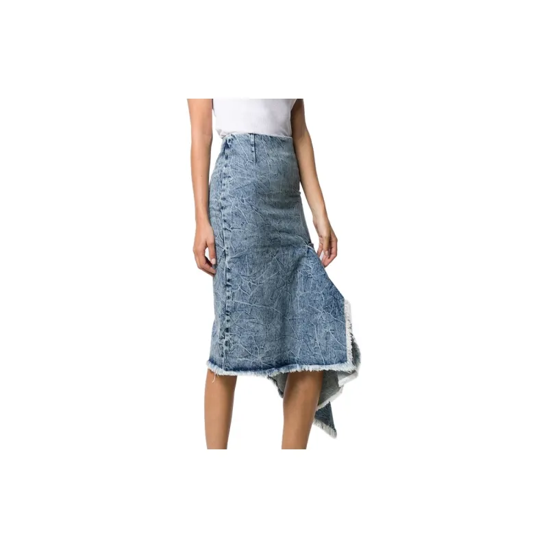 Balenciaga Denim Short Skirts Women's Blue-2